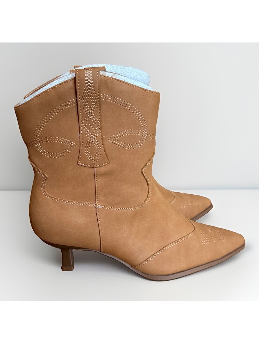 NEW Ankis Ankle Women's Cowboy Western Boots Booties Size 9.5 Saddle Brown
